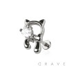 CZ RIBBON KITTY CAT THREADLESS (PUSH IN) 316L SURGICAL STEEL LABRET SET
